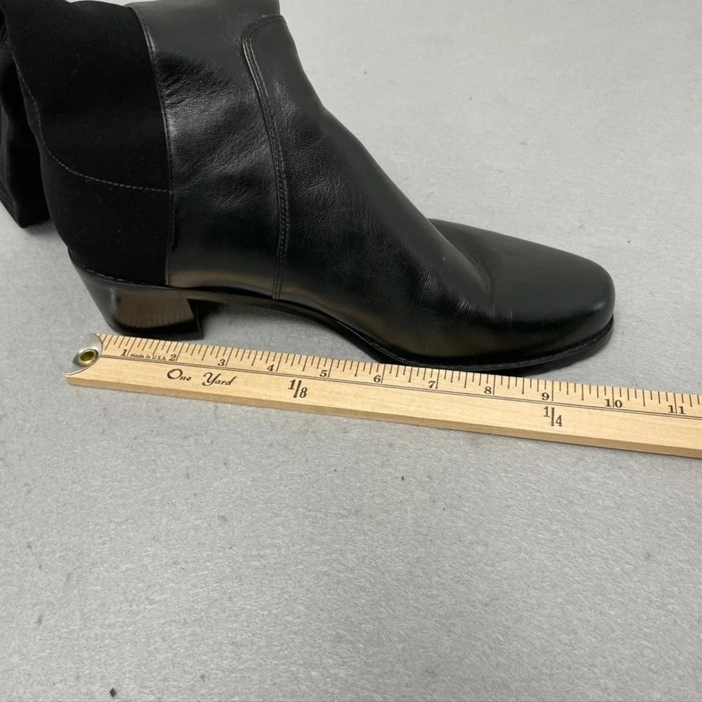 Stuart Weitzman 5050 Over The Knee Boots Womens 8M Black‎ Leather Block Heel